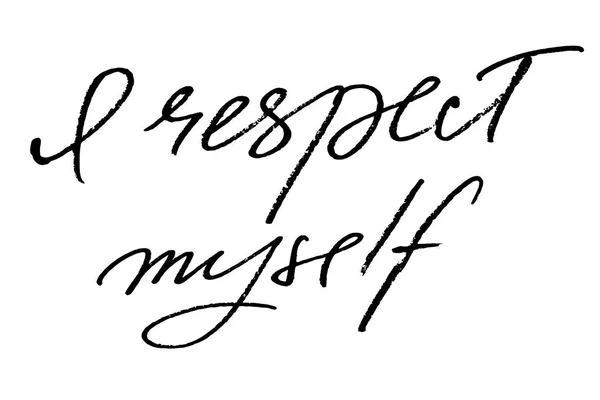 Respect Myself Handwritten Black Text White Background Vector Words Different — Stok Vektör