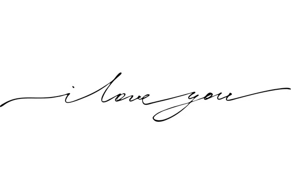 Love You Handwritten Black Text Isolated White Background Vector — Stok Vektör