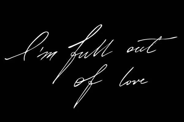Full Out Love Handwritten White Text Isolated Black Background Vector — 图库矢量图片