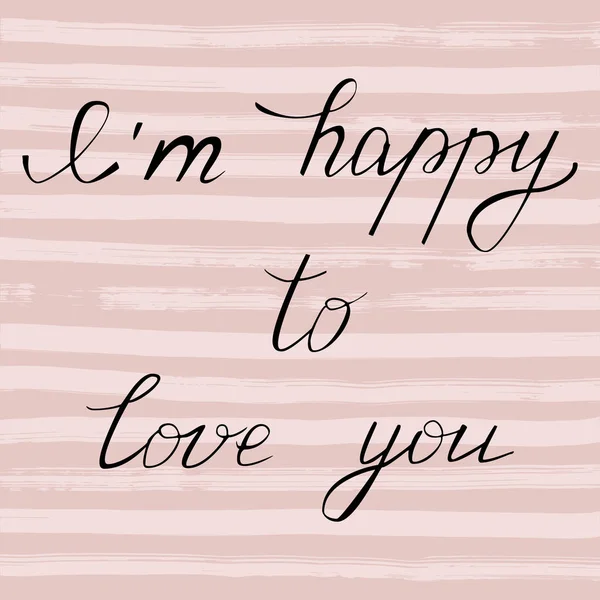 Vector Editable Handwritten Text Happy Love You All Points Aligned — Stok Vektör