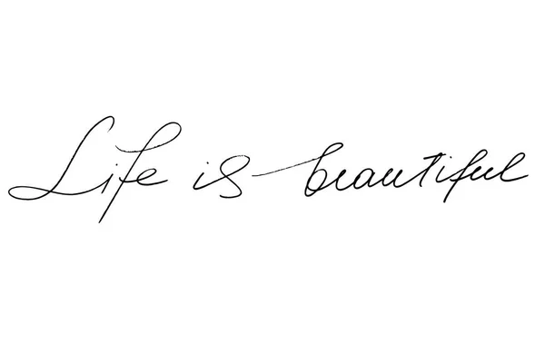 人生は美しいです。白の背景に黒のテキストを手書き v — ストックベクタ