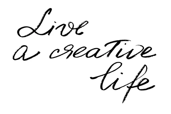 Live Creative Life Handwritten Black Text Isolated White Background Vector — 스톡 벡터