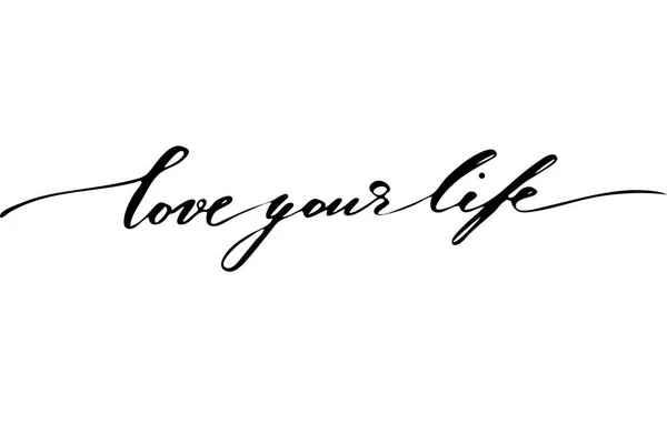 Sätze inspirierende Zitate Handschrift Textvektor Liebe dein Leben — Stockvektor