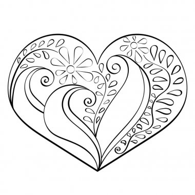 Soyut kalp çizilmiş Hint desen ile vektör. Eleman f