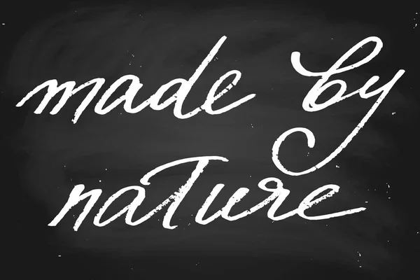 Made Nature Handwritten Text Chalk Blackboard Vector Each Word Separate — 图库矢量图片