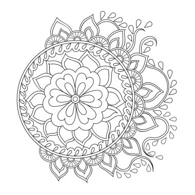 Hand-drawn vector mandala, book page mandala, coloring book, outline mandala, abstract pattern
