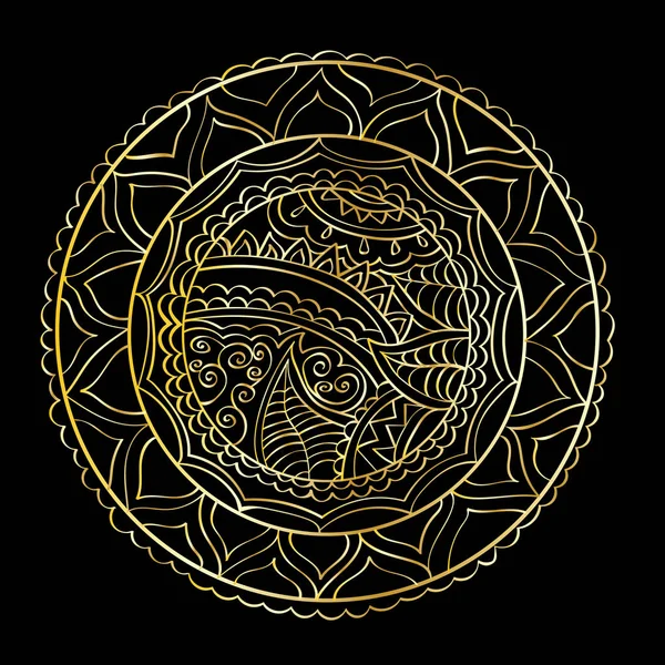 Ornement Abstrait Mandala Sur Fond Noir — Image vectorielle