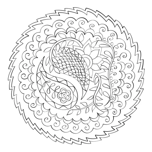 Hand Drawn Vector Mandala Book Page Mandala Outline Mandala Coloring — 图库矢量图片