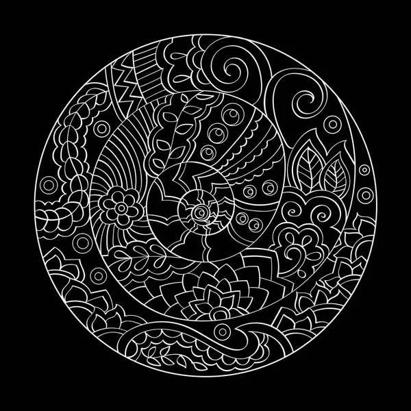 Kézzel Rajzolt Vektor Mandala Fehér Fekete Körvonalazott Mandala Zacskó Tervezéséhez — Stock Vector