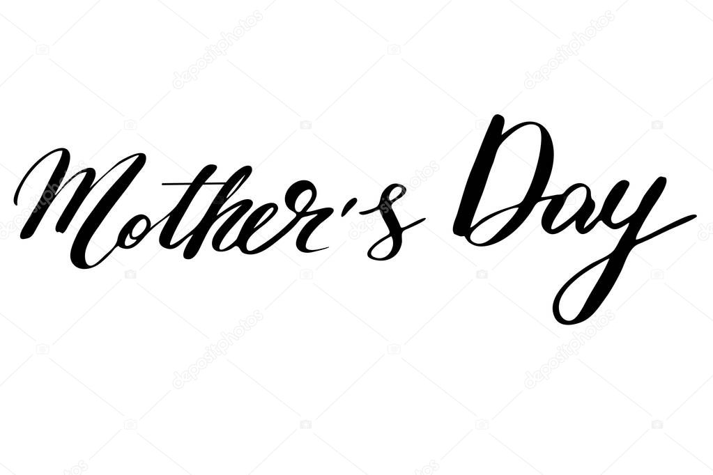 Download Mother's Day. Handwritten black text isolated on white ...