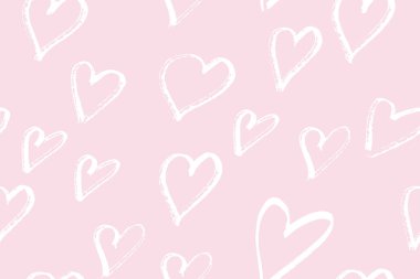 Vector seamless pattern with hand drawn abstract hearts. Elements are not cut off and hidden under mask. Swatch is in the panel.