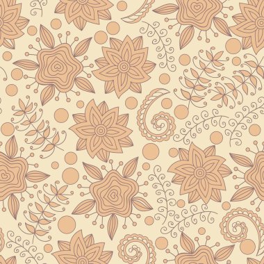 Floral seamless pattern, endless texture with flowers. Vector background for textile or wallpaper design. Elements are not cut off and hidden under the mask