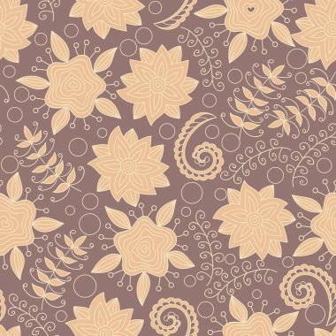 Floral seamless pattern, endless texture with flowers. Vector background for textile or wallpaper design. Elements are not cut off and hidden under the mask