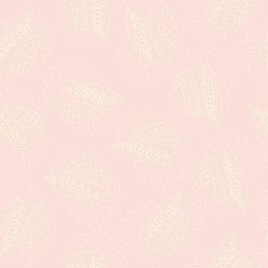 Seamless pattern with indian elements, vector. Swatch is in the panel. Contour is smooth. Elements hidden under mask, not cut off.