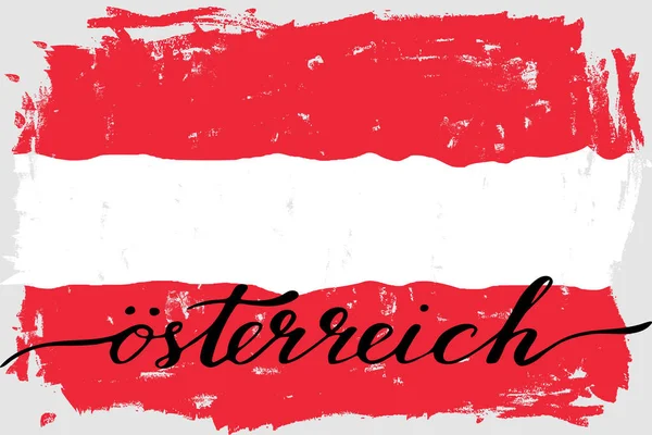 Austria Austrian Flag Grunge Paint Handwriting Text Vector True Colors — 图库矢量图片