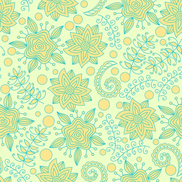 Seamless Pattern Hand Drawn Abstract Floral Elements Vector Elements Hidden — Stock Vector