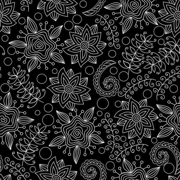 Vector seamless pattern with contours of abstract floral elements. Elements are hidden under mask, not cut off. Perfect for wallpaper, textile print 
