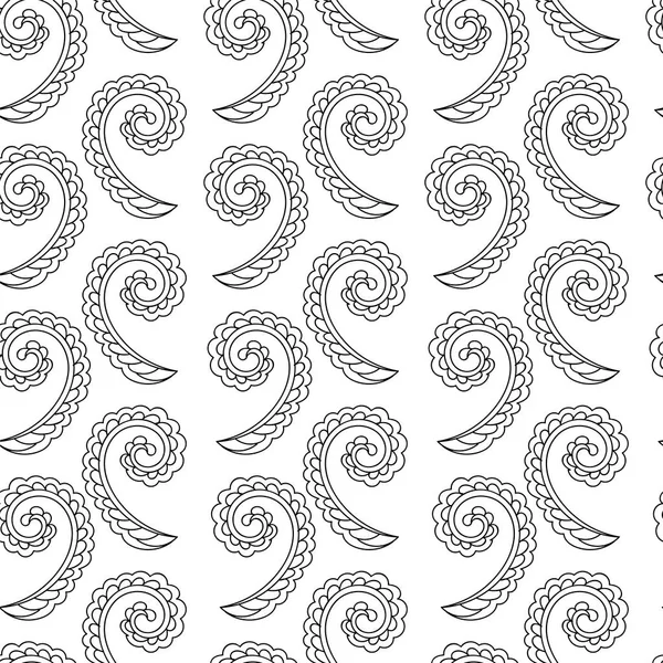 Hand Drawn Indian Ornament White Background Vector Seamless Indian Pattern — Stock Vector