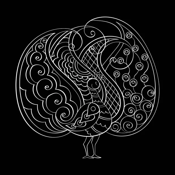 Mandala Vectoriel Dessiné Main Paon Indien Toutes Les Lignes Sont — Image vectorielle