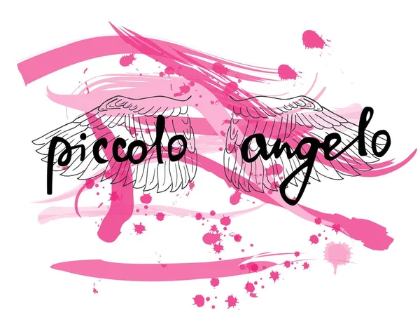 Ilustración vectorial con las palabras "angelito" en italiano y — Archivo Imágenes Vectoriales