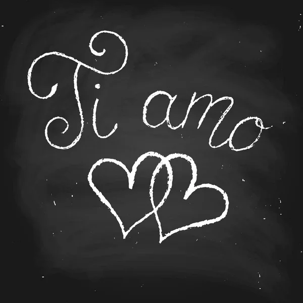 Phrase Italian Which Means Love You Handwritten Text Chalk Style — Stok Vektör