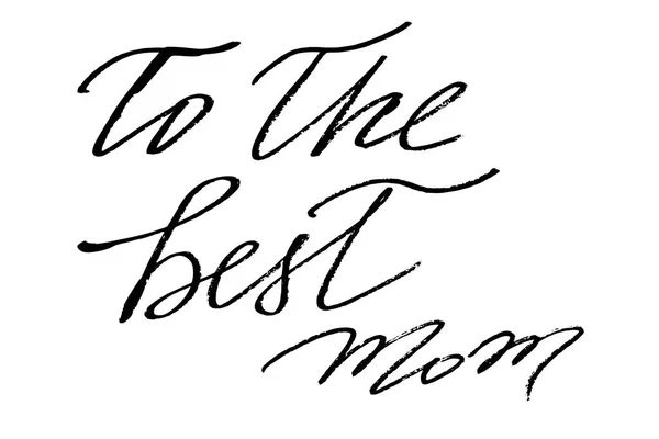 Best Mom Handwritten Black Text Isolated White Background Vector Each — ストックベクタ