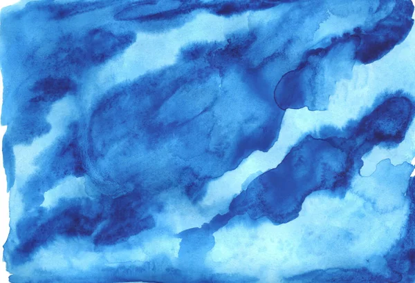 青い抽象的な水彩の背景の手の質感を描いた 要旨鮮やかな青色の手描きの質感の紙に水彩 水彩ぬれた背景 水彩デジタル絵画 — ストック写真