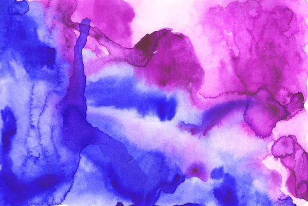 Texture Abstraite Bleu Vif Violet Dessinée Main Aquarelle Sur Papier — Photo