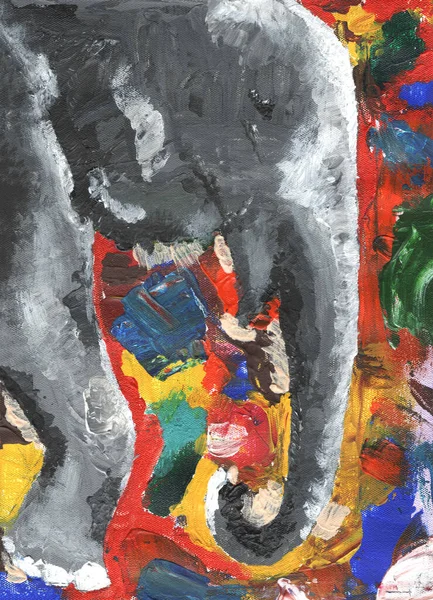 Elephant Art Pop Stijl Met Hand Getekend Schilderen Acryl Doek — Stockfoto