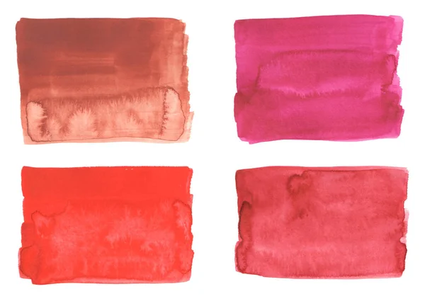 Des Échantillons Aquarelle Rouge Isolés Sur Fond Blanc Les Éclaboussures — Photo