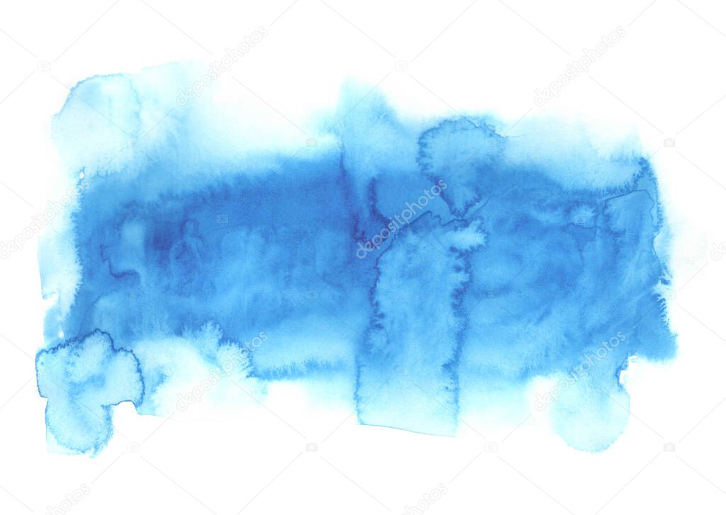 Blue watercolor splash isolated on white background Abstract blue watercolor on white background.The color splashing on the paper. shades of blue