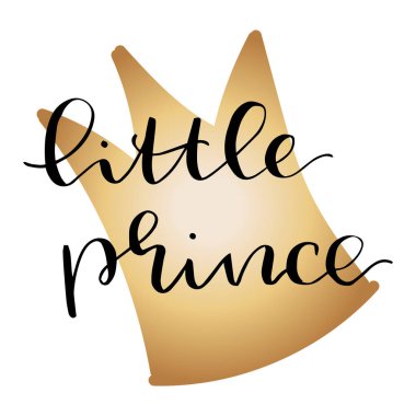 Çocuklar tişört baskısı tasarımı - el yazısıyla yazılmış modern el yazısı moda harfleri. Küçük Prens giysiler için el yazısı yazıyor. Çocuk rozeti, etiket, ikon. Kart, davetiye, doğum günü partisi için harika.