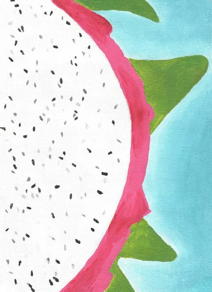 Tropische Draak Fruit Met Hand Getekend Acryl Doek Illustratie Schilderijillustratie — Stockfoto
