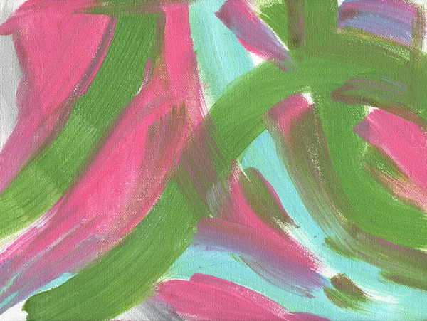 抽象的な明るい背景 手描きの質感 緑とピンクの背景 キャンバス上のアクリル 抽象美術の背景 キャンバス上の油彩画 — ストック写真
