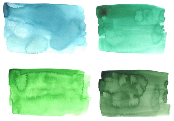Gröna Akvarellfläckar Abstrakt Bakgrund Målade Texturer Grön Bläckfläck Med Tvätt — Stockfoto