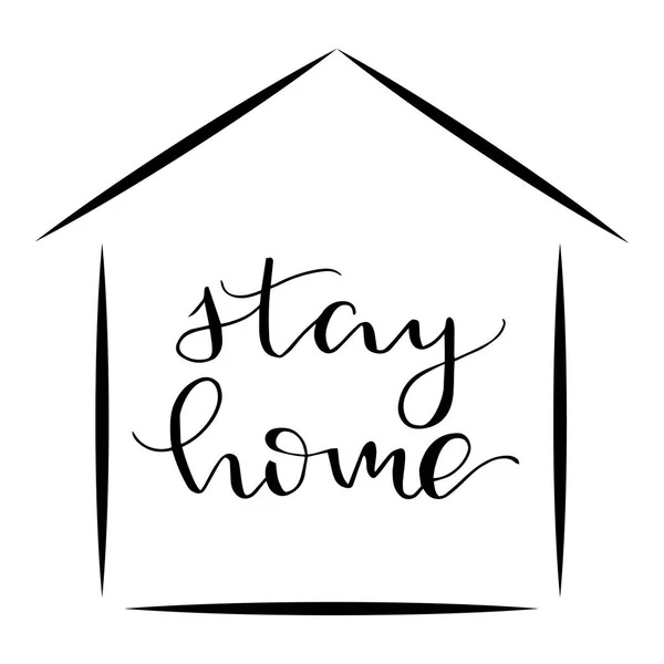 Sticker Stay Home Lettering Vector Illustration — Stock Vector