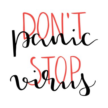 Panik yapmayın. Virüsü durdurun. Vektör illüstrasyonu.