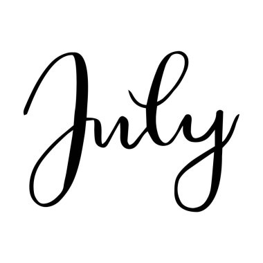 Temmuz - takvim tasarımı için el yazısıyla yazılmış bir metin t-shirt yazdırma modern hat vektörü