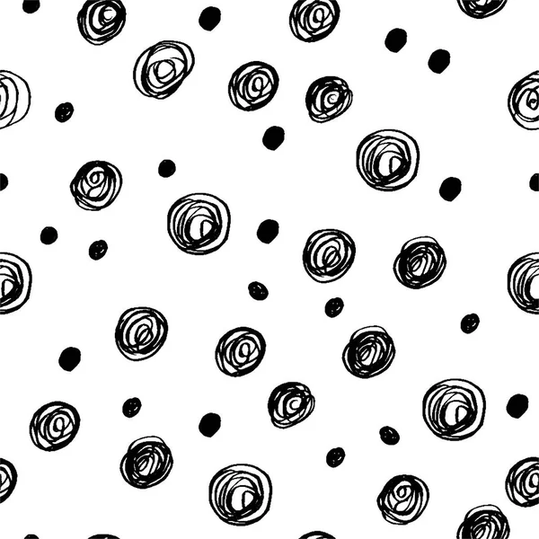 Points Cercles Motif Sans Couture Géométrique Dessin Main Chiffres Ronds — Image vectorielle