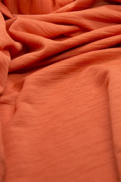 Detta Ett Fotografi Texturerad Neon Orange Tyg Bakgrund — Stockfoto