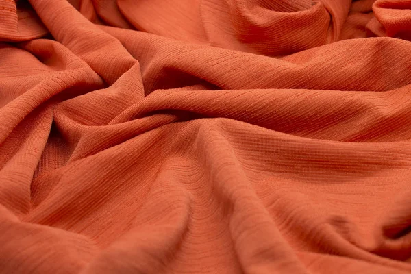 Detta Ett Fotografi Texturerad Neon Orange Tyg Bakgrund — Stockfoto