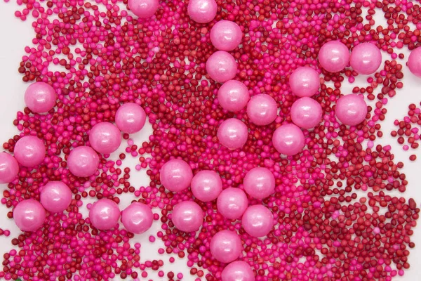 Esta Una Fotografía Aspersiones Redondas Rosadas Aisladas Sobre Fondo Blanco — Foto de Stock