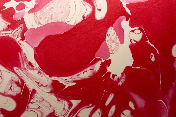 Photograph Red White Abstract Marbleized Design Created Using Nail Polish — ストック写真