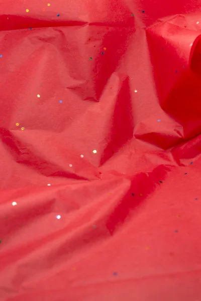Egy Fénykép Egy Piros Confetti Szövet Papír Háttér — Stock Fotó
