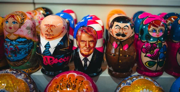 Muñecas rusas de Putin, Trump y Stalin — Foto de Stock