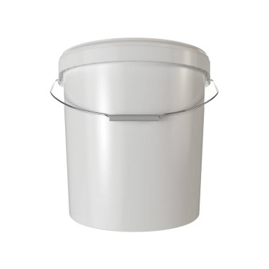 Beyaz plastik kova izole.