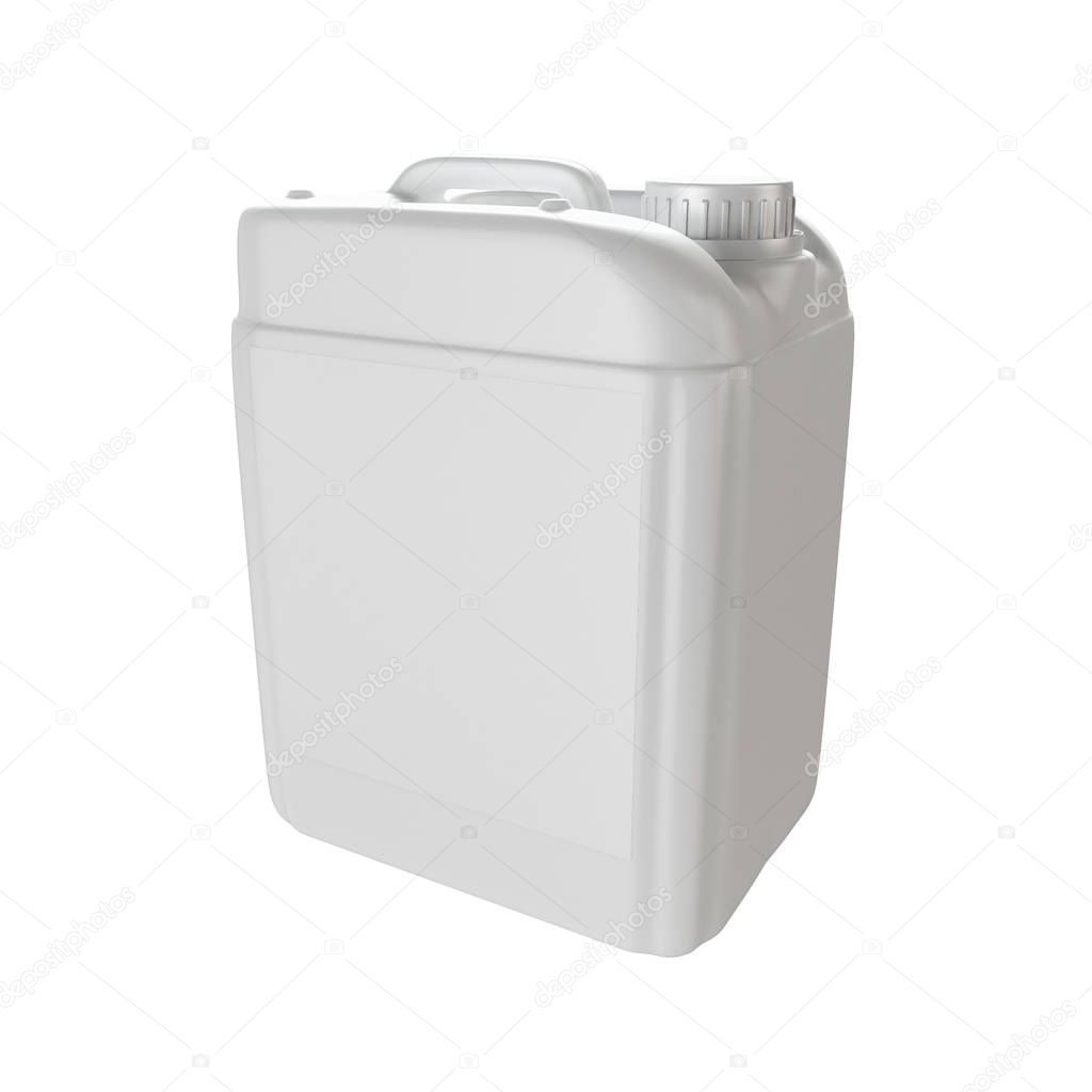 White plastic isolated jerrycan.