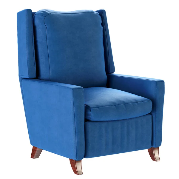 Einfacher blauer Sessel im skandinavischen Stil mit Holzbeinen. weiche Möbel. 3D-Darstellung — Stockfoto