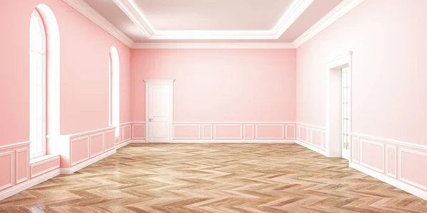 Classic pink rose quartz empty space interior. 3d render illustration — Stock Photo, Image