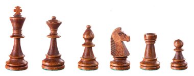 Set of white chess figures isolated on the white background: kin clipart